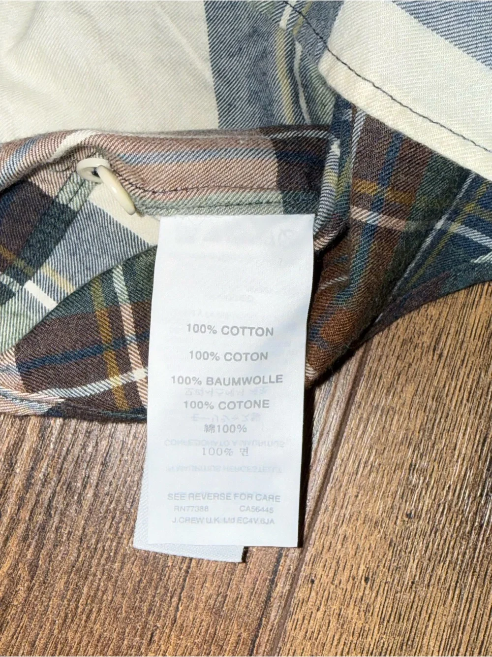 J. Crew Men’s Plaid Button Up Shirt Long Sleeve 100% Cotton Green Navy Size M
